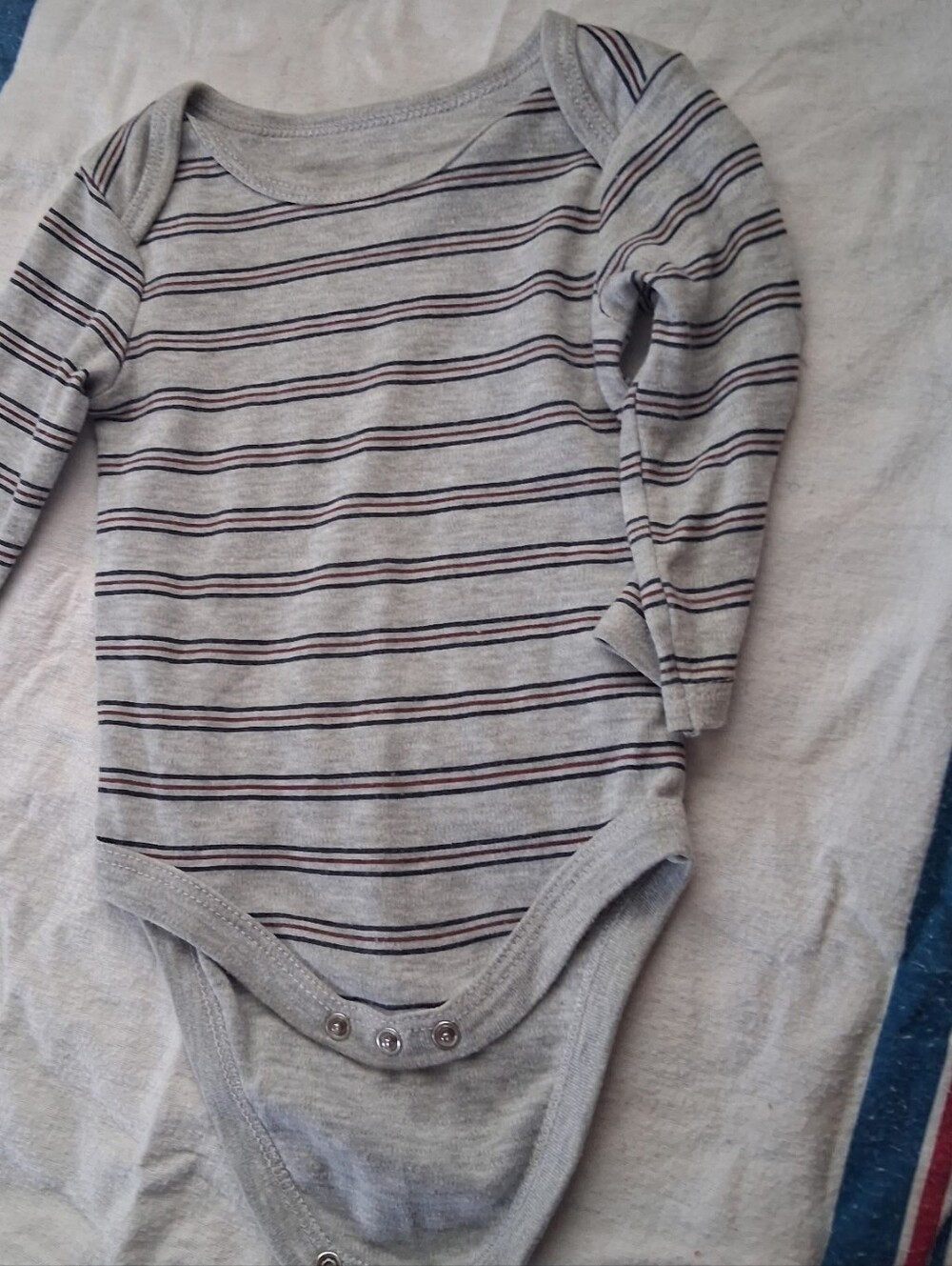 Baby Phat Gray Long-Sleeve Striped One-Piece Bodysuit